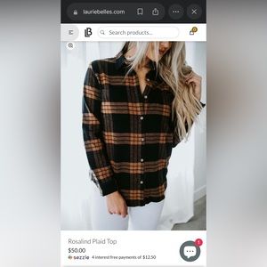 Thread & Supply Rosalind Top in Black & Copper - Cotton Flannel Shacket Medium